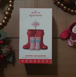 Hallmark Keepsake Ornament "Like Mom, Like Daughter" Pink Boots with Bows 2017